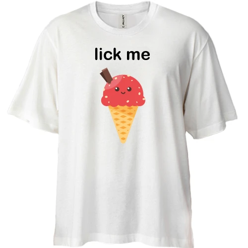 Футболка двунитка Oversize, Белый, Lick me