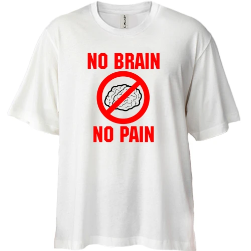 Футболка двонитка Oversize, Білий, No brain - no pain