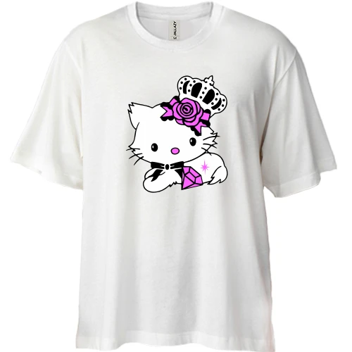 Футболка двунитка Oversize, Белый, Kitty котенок