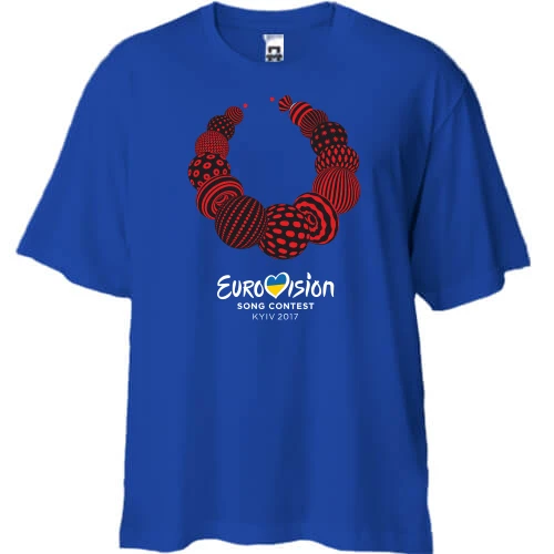 Футболка двонитка Oversize, Синій, Eurovision Ukraine (з намистом)