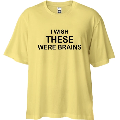 Футболка двунитка Oversize, Желтый, I wish these were brains