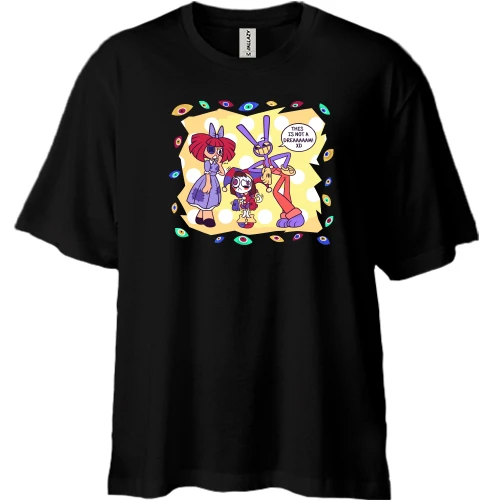 Футболка двунитка Oversize, Черный, Дивовижний цифровий цирк (АРТ)