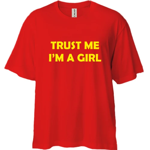Футболка двунитка Oversize, Красный, Trust Me I`m A Girl