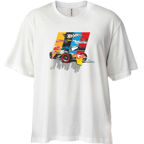 Футболка двунитка Oversize, Белый, с логотипом Hot Wheels