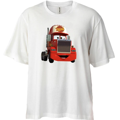 Футболка двунитка Oversize, Синий, грузовик Мак из Тачки