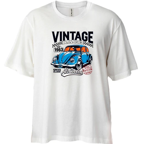 Футболка двонитка Oversize Volkswagen Beetle - Vintage Race