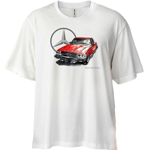 Футболка двонитка Oversize, Білий, Mercedes-Benz Vintage