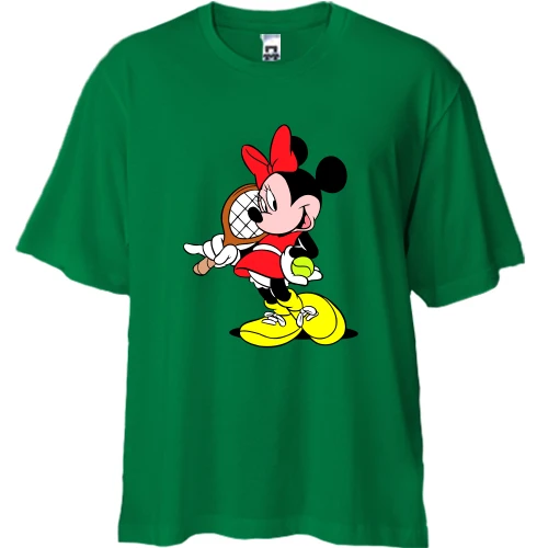 Футболка двонитка Oversize, Чорний, Minnie Mouse теніс 2