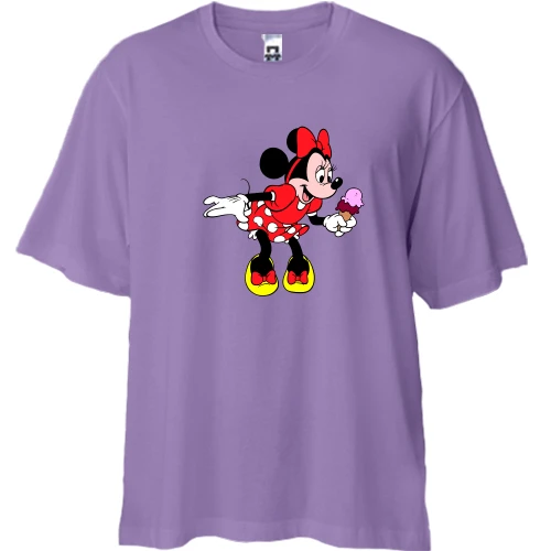 Футболка двонитка Oversize, Чорний, Minnie з морозивом