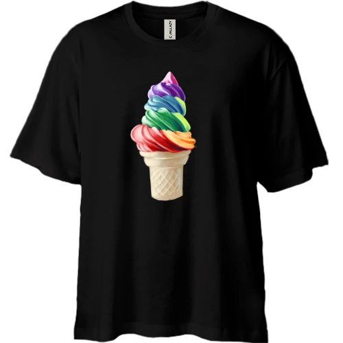 Футболка двонитка Oversize, Чорний, Gourmet ice-cream