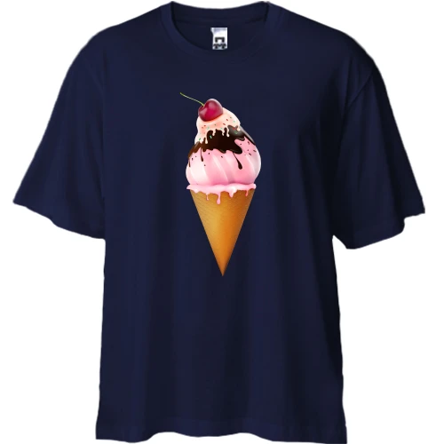 Футболка двонитка Oversize Ice cream with cherries