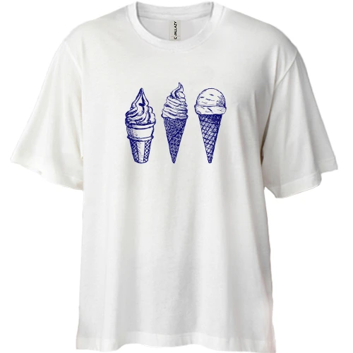 Футболка двонитка Oversize Ice cream графіті