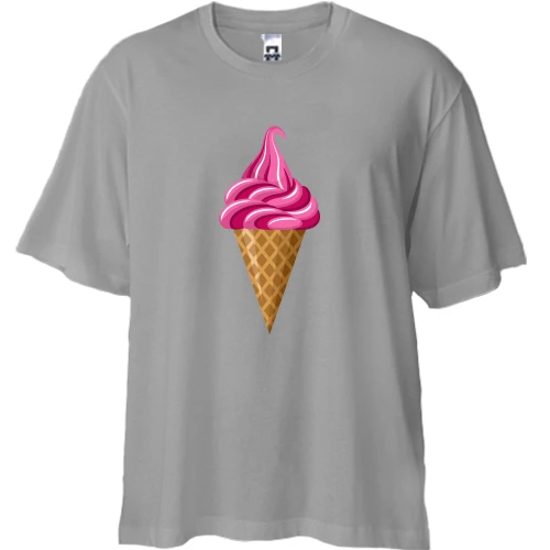 Футболка двонитка Oversize, Білий, Pink Ice Cream