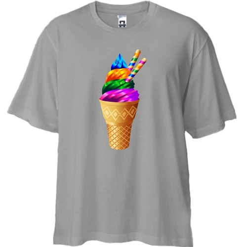 Футболка двунитка Oversize Rainbow Ice Cream