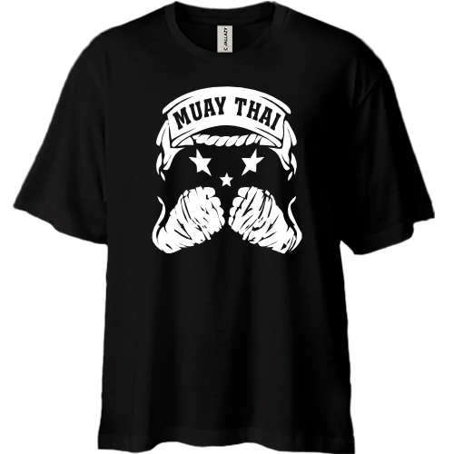 Футболка двунитка Oversize, Черный, Muay Thai (Hands)