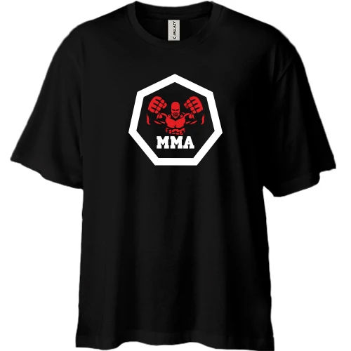 Футболка двунитка Oversize, Черный, MMA (Знак)