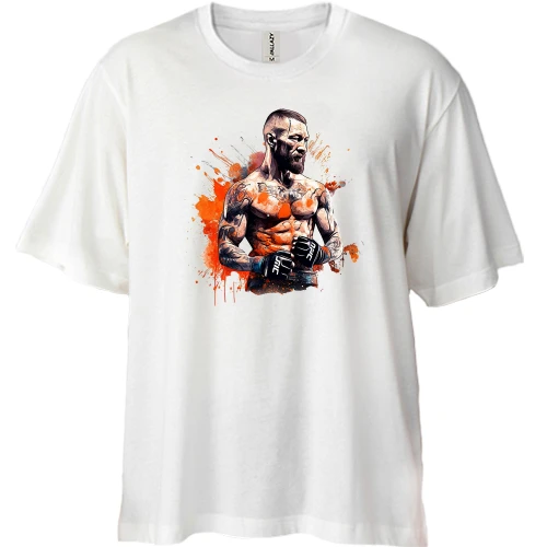 Футболка двунитка Oversize, Белый, Боец MMA