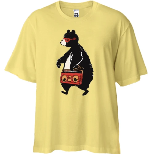 Футболка двунитка Oversize, Желтый, Балу с магнитофоном