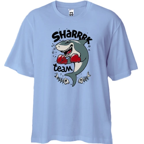 Футболка двунитка Oversize, Синий, Box Shark Team