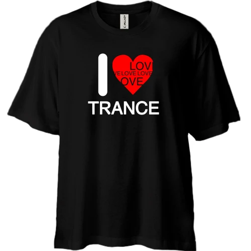 Футболка двунитка Oversize, Черный, I Love Trance