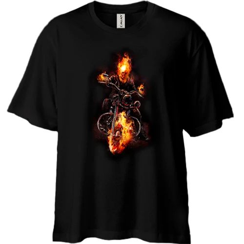 Футболка двонитка Oversize, Чорний, з примарним вершником