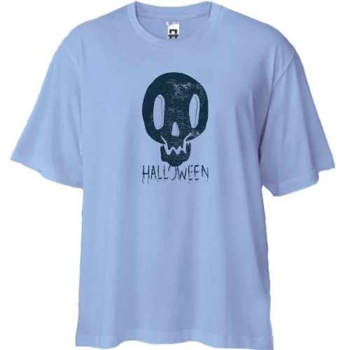 Футболка двонитка Oversize, Синій, Halloween Череп Арт