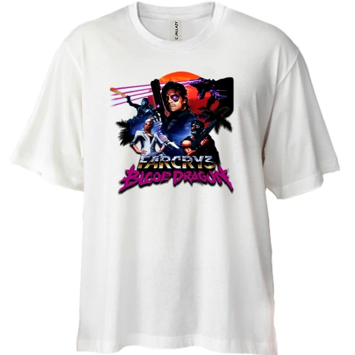 Футболка двунитка Oversize, Белый, Farcry 3 Blood Dragon