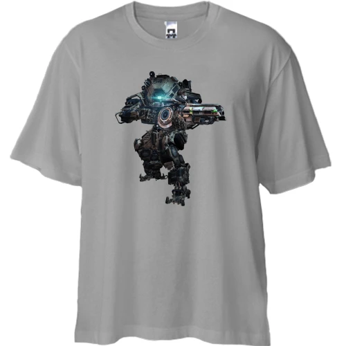 Футболка двунитка Oversize, Серый, Titanfall 2 Bot