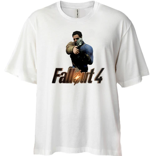 Футболка двунитка Oversize, Белый, Fallout 4