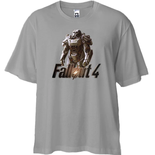 Футболка двунитка Oversize, Серый, Fallout 4 Робот