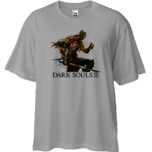 Футболка двунитка Oversize, Серый, Dark Souls 3