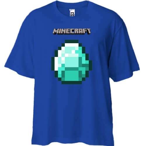 Футболка двунитка Oversize, Синий, Minecraft Диамант