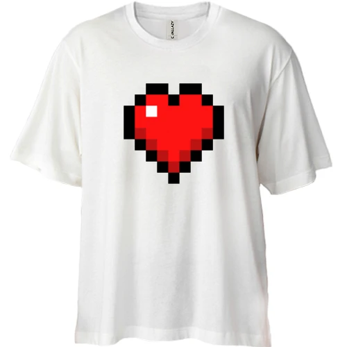 Футболка двунитка Oversize, Белый, Minecraft heart