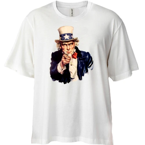 Футболка двонитка Oversize, Білий, Дядько Сем (Uncle Sam)