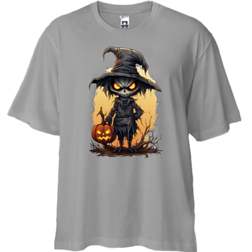 Футболка двунитка Oversize, Серый, Бабай в шляпе