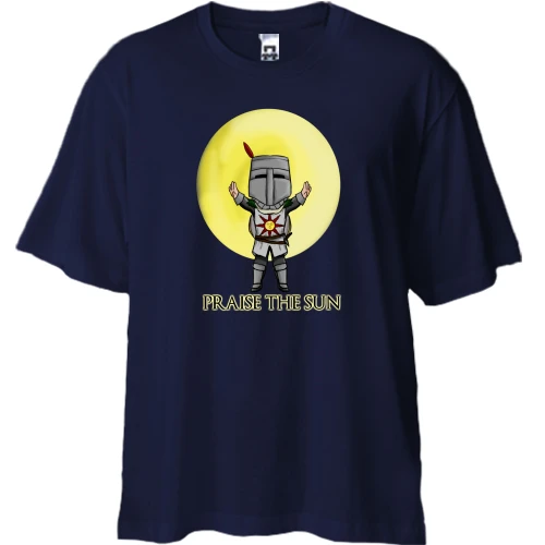 Футболка двунитка Oversize, Синий, Dark Souls - Praise The Sun (2)
