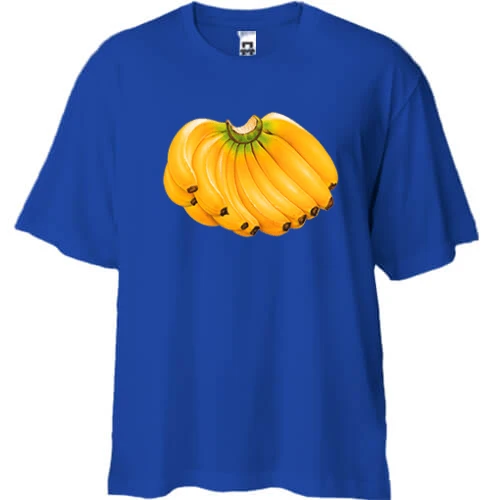 Футболка двунитка Oversize, Синий, с бананами