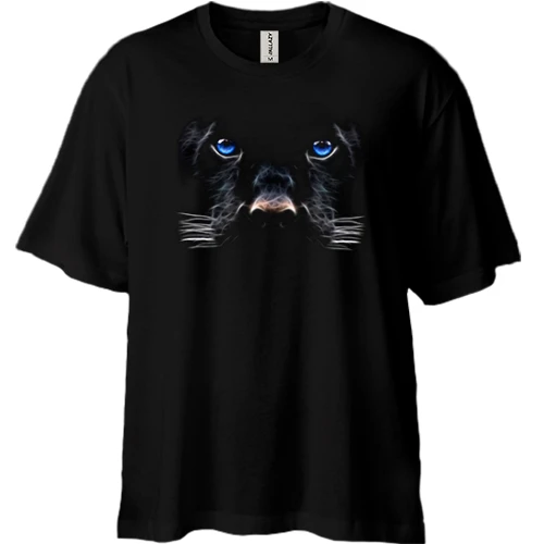Футболка двунитка Oversize, Черный, с мордой собаки