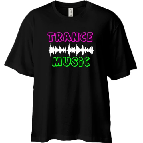 Футболка двонитка Oversize, Чорний, Trance music