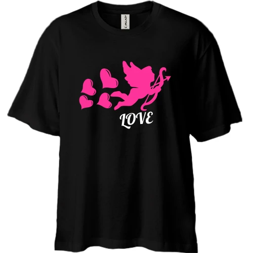 Футболка двунитка Oversize, Черный, Амур Love