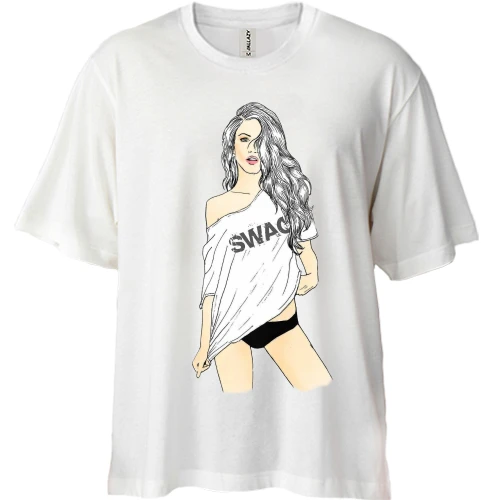 Футболка двонитка Oversize дівчина свег