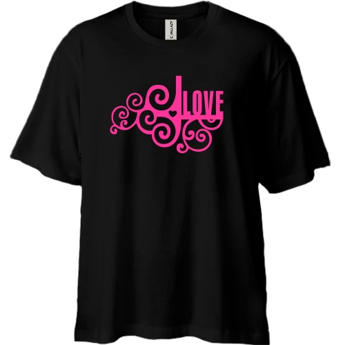 Футболка двонитка Oversize, Чорний, Love (3)