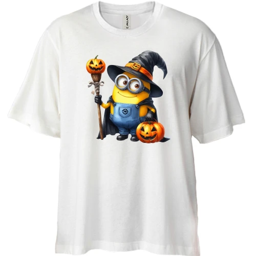 Футболка двонитка Oversize, Білий, Halloween Міньйон