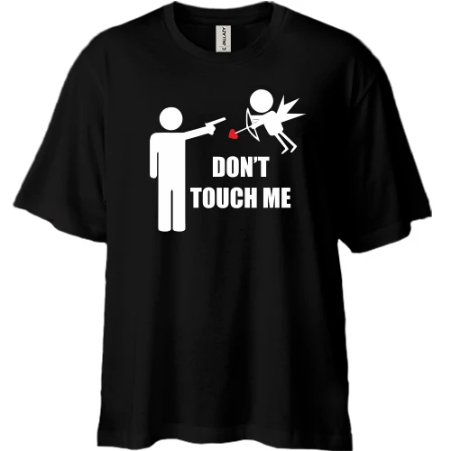 Футболка двунитка Oversize, Черный, Don't touch me