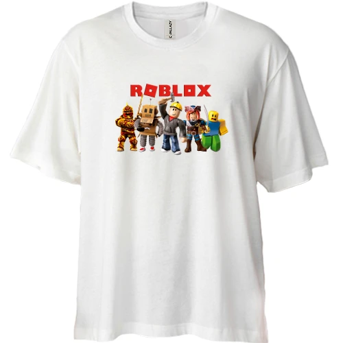 Футболка двунитка Oversize, Белый, с шестью персонажами Roblox