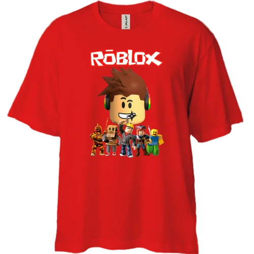 Футболка двонитка Oversize, Червоний, Roblox Team