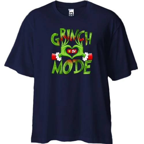 Футболка двунитка Oversize, Синий, Grinch Mode On