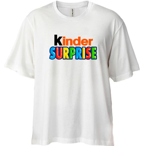 Футболка двунитка Oversize, Белый, Kinder Surprise