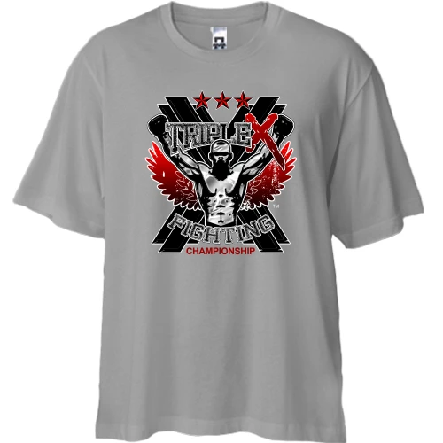 Футболка двунитка Oversize, Серый, Triple-X Fighting Championship