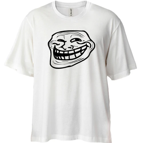 Футболка двунитка Oversize, Белый, Trollface